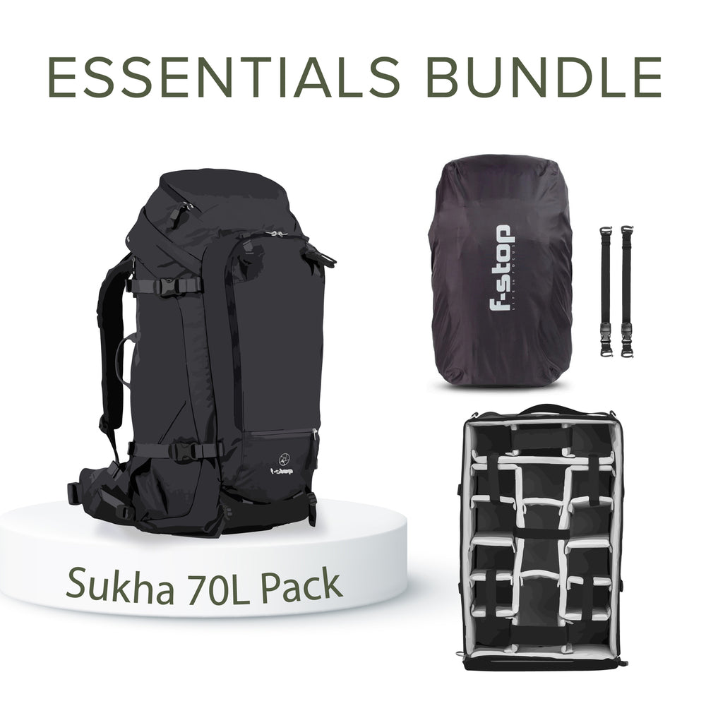 
                  
                    Load image into Gallery viewer, Sukha-70L Adventure and Outdoor Camera Backpack - Essentials Bundle (Matte Black)
                  
                